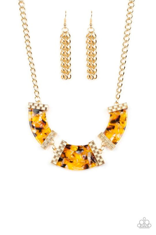 Paparazzi HAUTE-Blooded Yellow Short Necklace