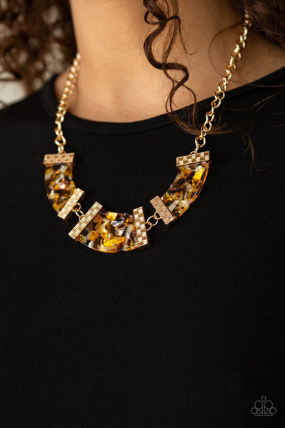 Paparazzi HAUTE-Blooded Yellow Short Necklace