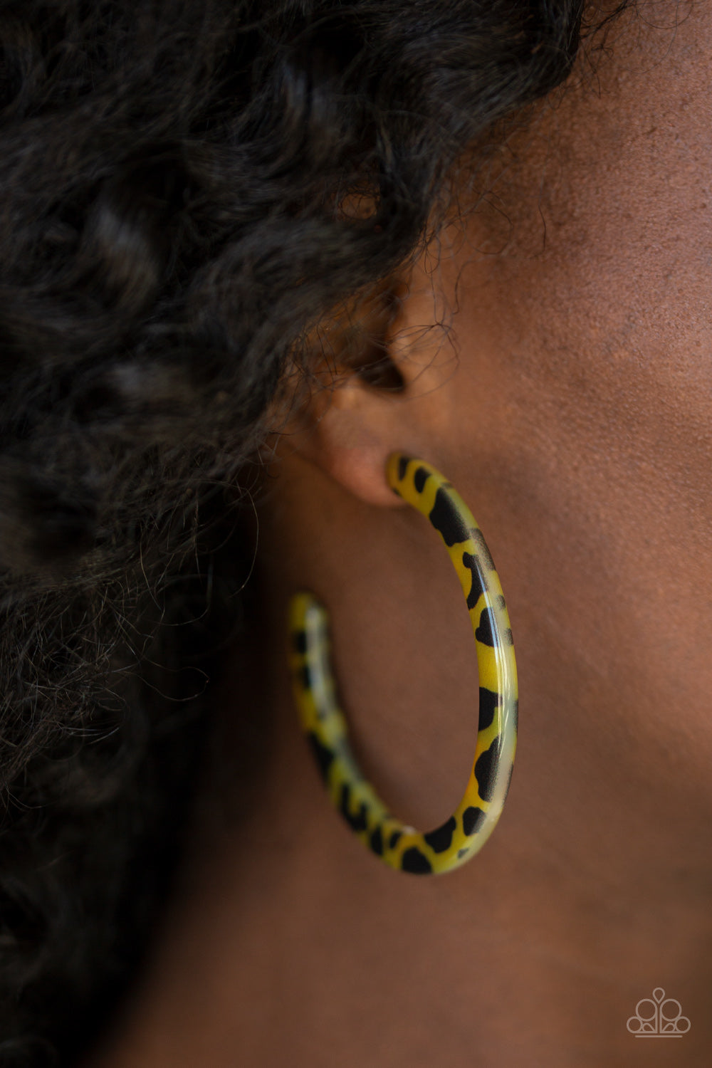 Paparazzi HAUTE-Blooded Yellow Post Acrylic Hoop Earrings
