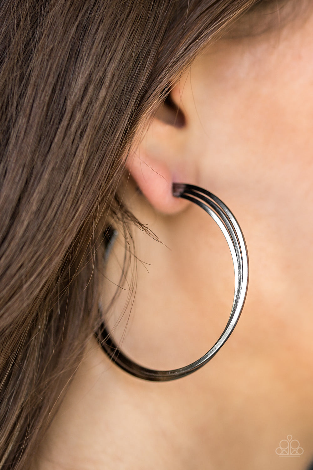 Paparazzi HAUTE Gossip Black Post Hoop Earrings