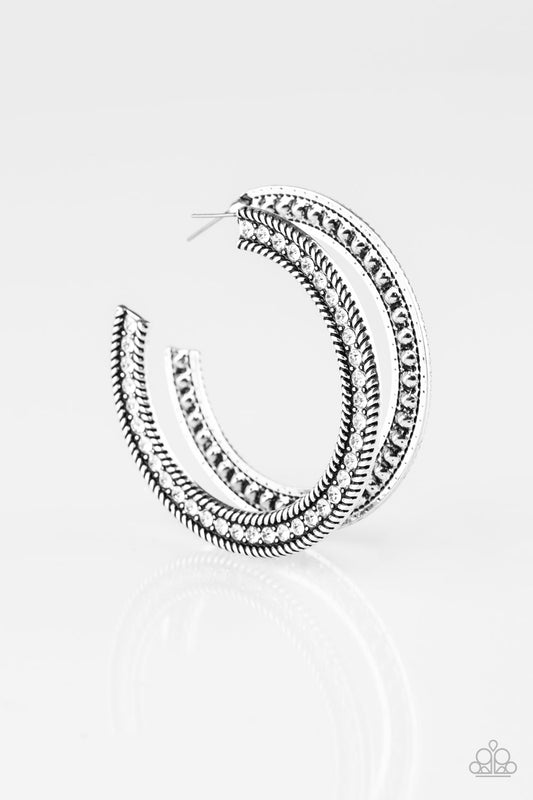 Paparazzi Haute Mama White Post Hoop Earrings - P5HO-WTXX-040XX