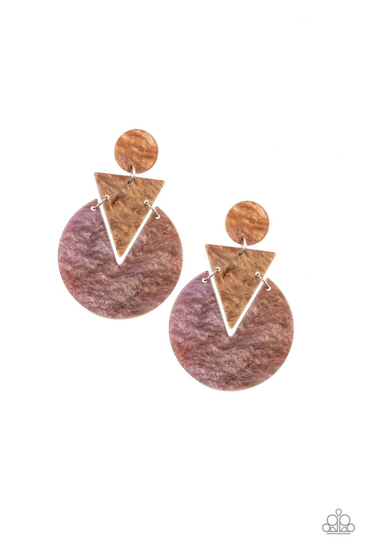 Paparazzi Head Under WATERCOLORS Brown Acrylic Post Earrings - P5PO-BNXX-030XX
