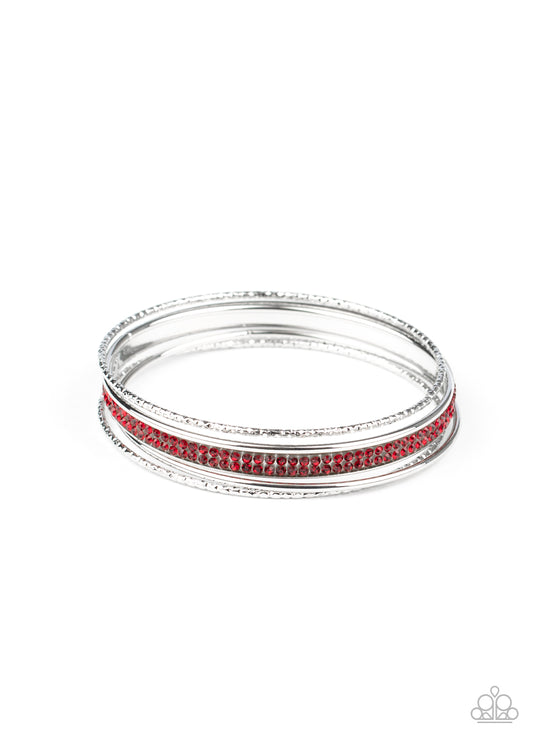 Paparazzi Heap It On Red Bangle Bracelet