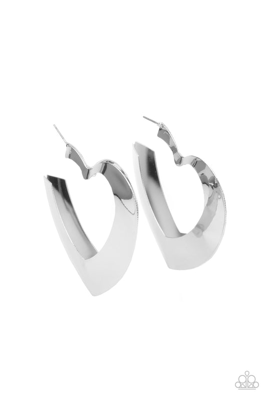 Paparazzi Heart-Racing Radiance Silver Post Hoop Earrings