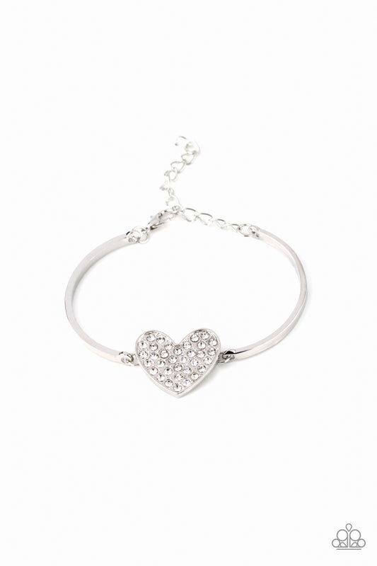 Paparazzi Heart-Stopping Shimmer White Clasp Bracelet