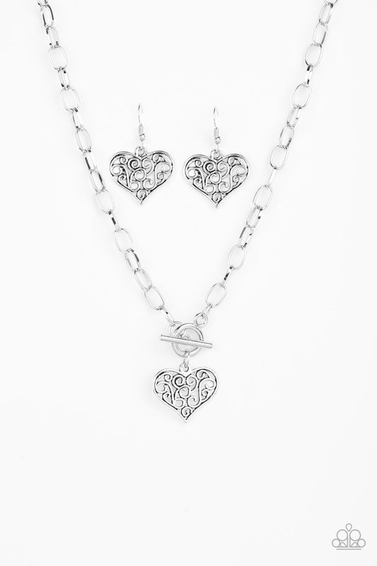 Paparazzi Heart-Touching Harmony Silver Short Toggle Necklace