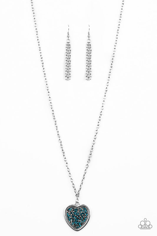 Paparazzi Heart of SPARKLE Blue Long Necklace