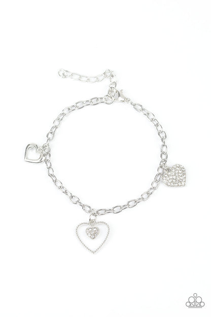 Paparazzi Hearts and Harps White Clasp Bracelet - P9RE-WTXX-361XX