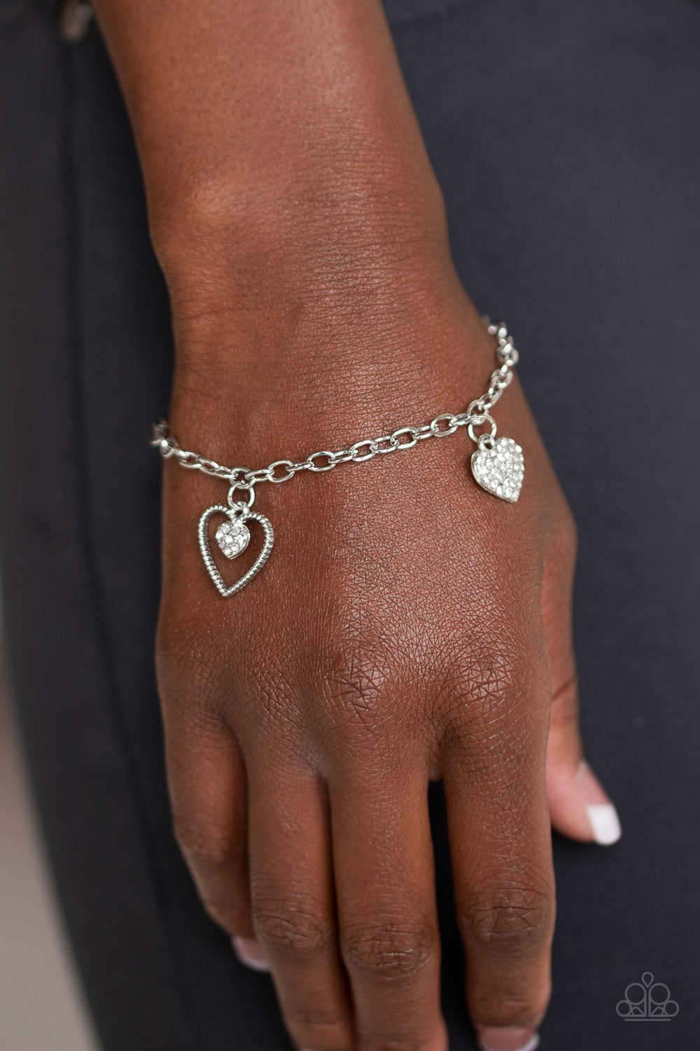 Paparazzi Hearts and Harps White Clasp Bracelet - P9RE-WTXX-361XX