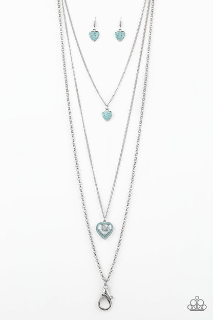 Paparazzi Heart Song Green Lanyard Long Necklace
