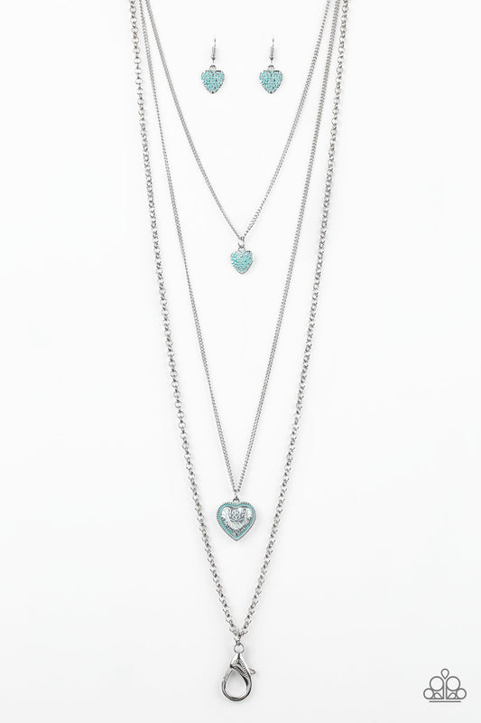 Paparazzi Heart Song Green Lanyard Long Necklace