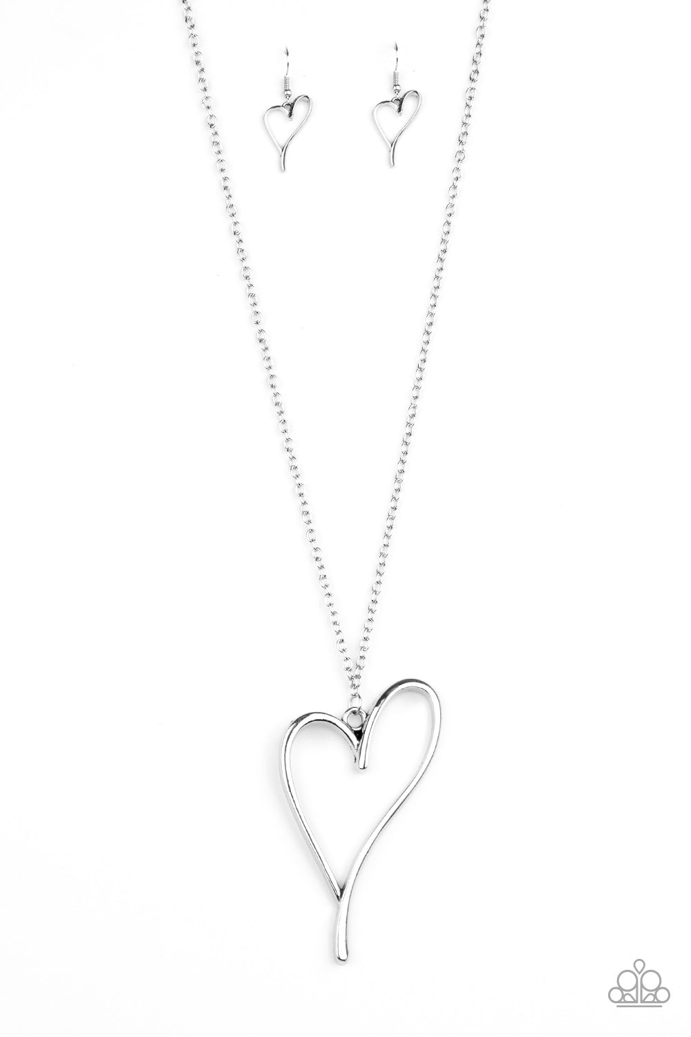 Paparazzi HEARTS So Good Silver Long Necklace