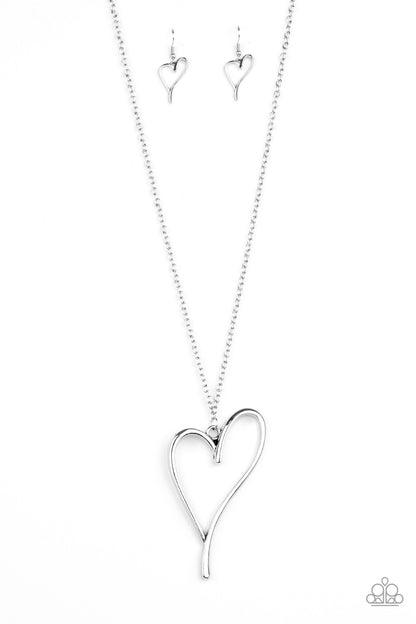 Paparazzi HEARTS So Good Silver Long Necklace
