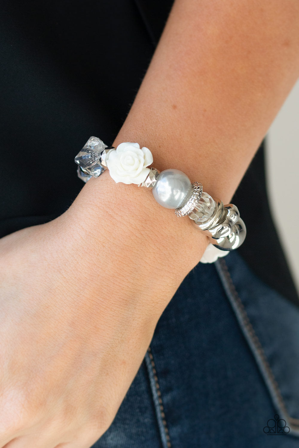 Paparazzi Here I Am Silver Stretch Bracelet