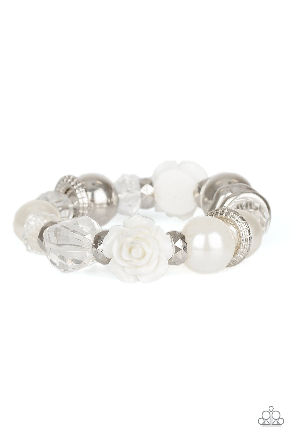 Paparazzi Here I Am White Stretch Bracelet
