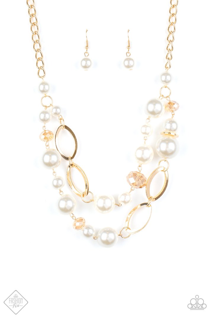 Paparazzi High Roller Status Gold Short Necklace - Fashion Fix Fiercely 5th Avenue August 2020