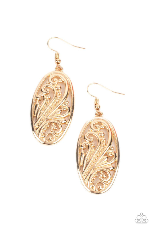 Paparazzi High Tide Terrace Gold Fishhook Earrings