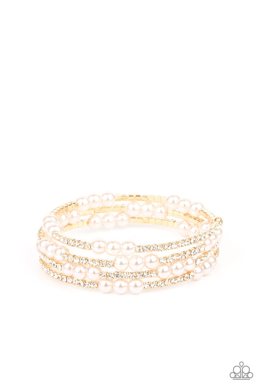 Paparazzi Hollywood Hospitality Gold Coil Wrap Bracelet