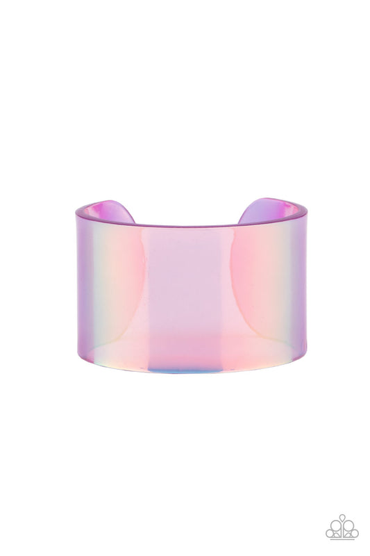 Paparazzi Holographic Aura Purple Acrylic Cuff Bracelet - P9ST-PRXX-020XX