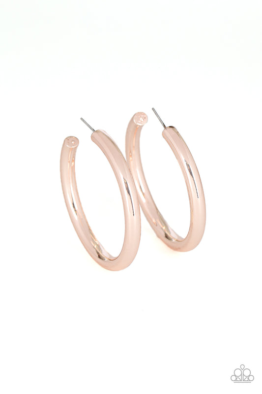 Paparazzi Hoop Hustle Rose Gold Post Hoop Earrings