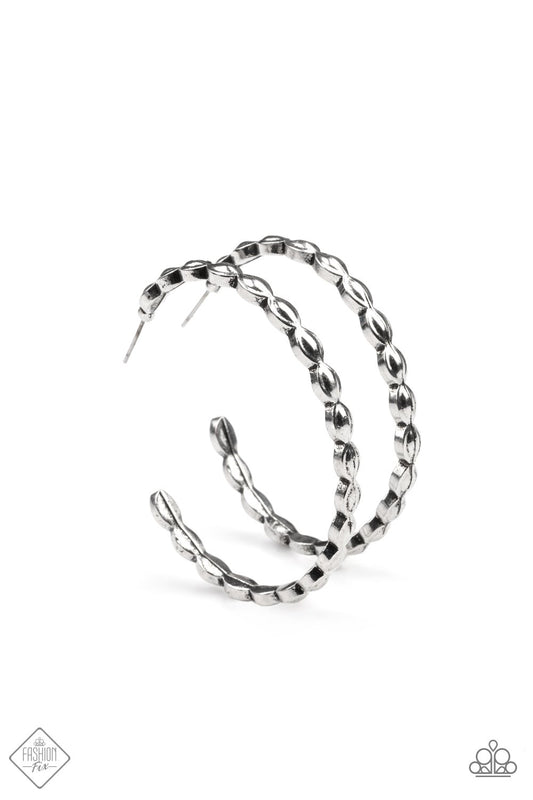 Paparazzi Hoop Hype Silver Hoop Post Earrings - Fashion Fix Simply Santa Fe May 2021