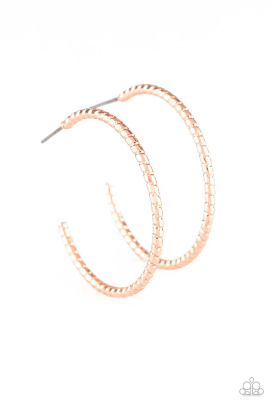 Paparazzi HOOP, Line and Sinker Rose Gold Post Hoop Earrings