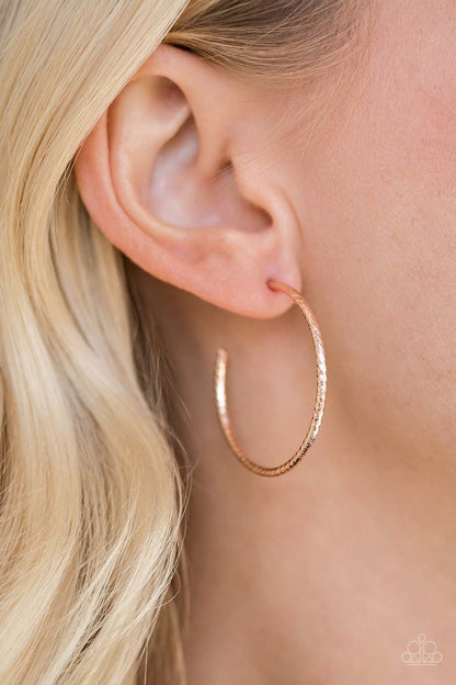 Paparazzi HOOP, Line and Sinker Rose Gold Post Hoop Earrings