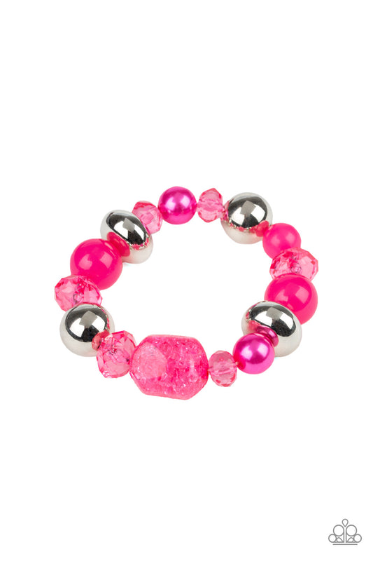 Paparazzi Ice Ice-Breaker Pink Stretch Bracelet - P9WH-PKXX-216XX