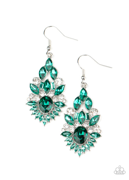 Paparazzi Ice Castle Couture Green Fishhook Earrings