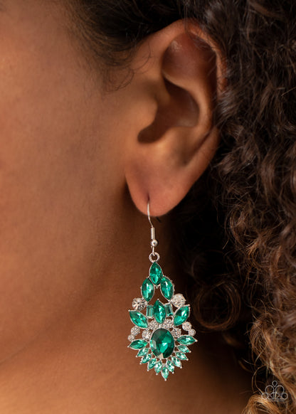 Paparazzi Ice Castle Couture Green Fishhook Earrings