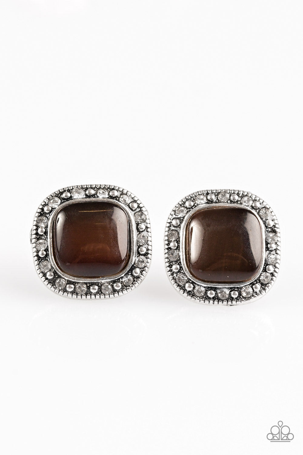 Paparazzi Ice Palace Brown Post Earrings