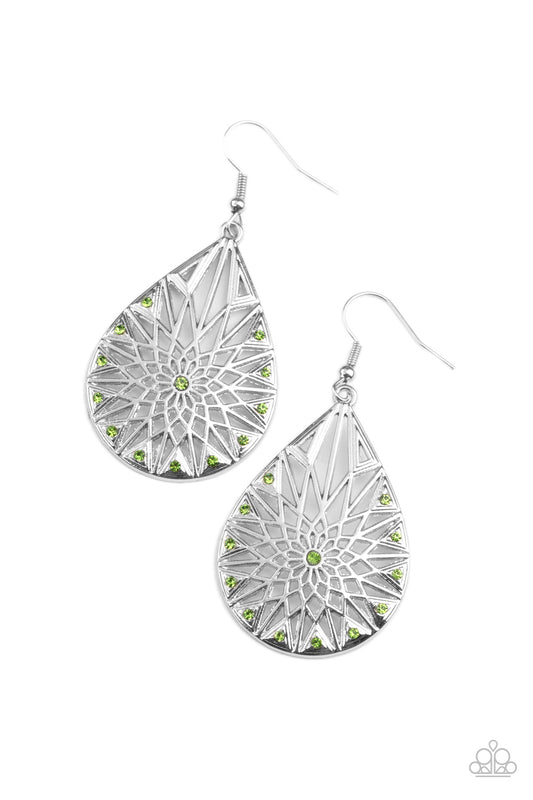 Paparazzi Icy Mosaic Green Fishhook Earrings