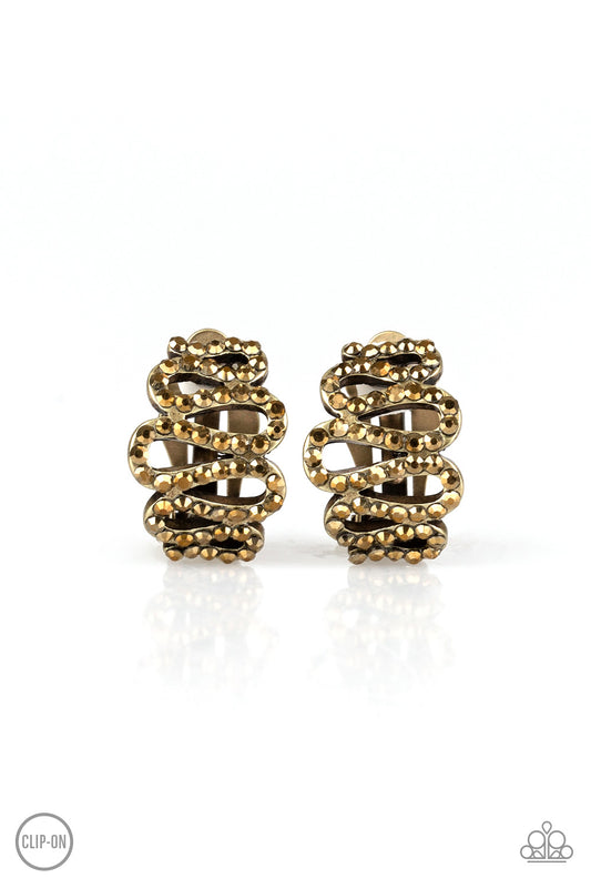 Paparazzi Idol Shine Brass Clip-On Earrings - P5CO-BRXX-011XX