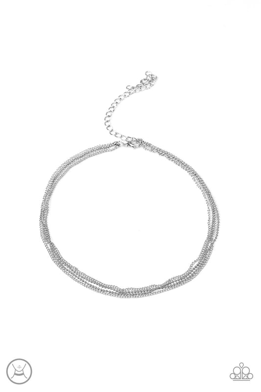 Paparazzi If You Dare Silver Choker Necklace