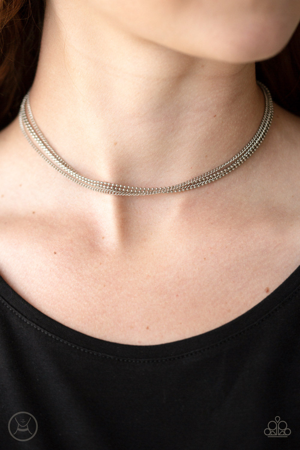 Paparazzi If You Dare Silver Choker Necklace