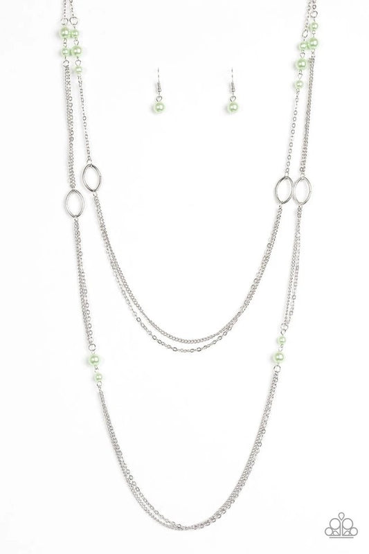 Paparazzi The New Girl In Town Green Long Necklace