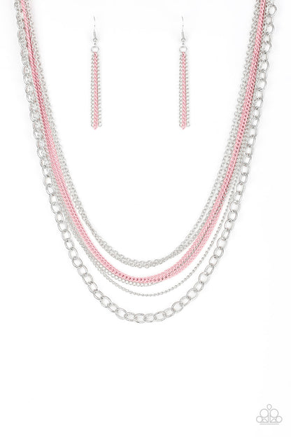 Paparazzi Intensely Industrial Pink Short Necklace