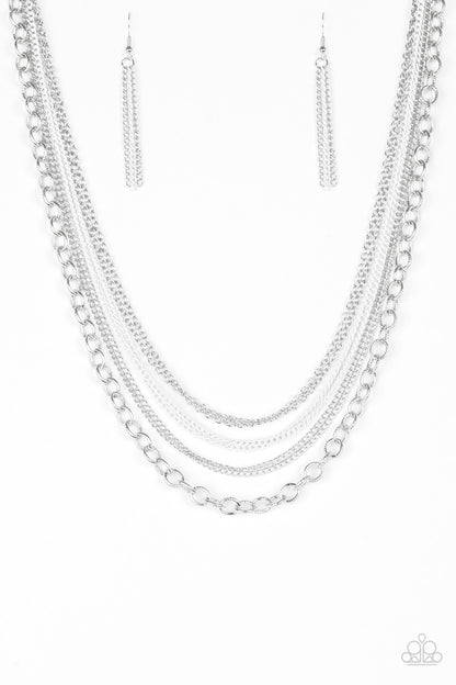 Paparazzi Intensely Industrial White Short Necklace