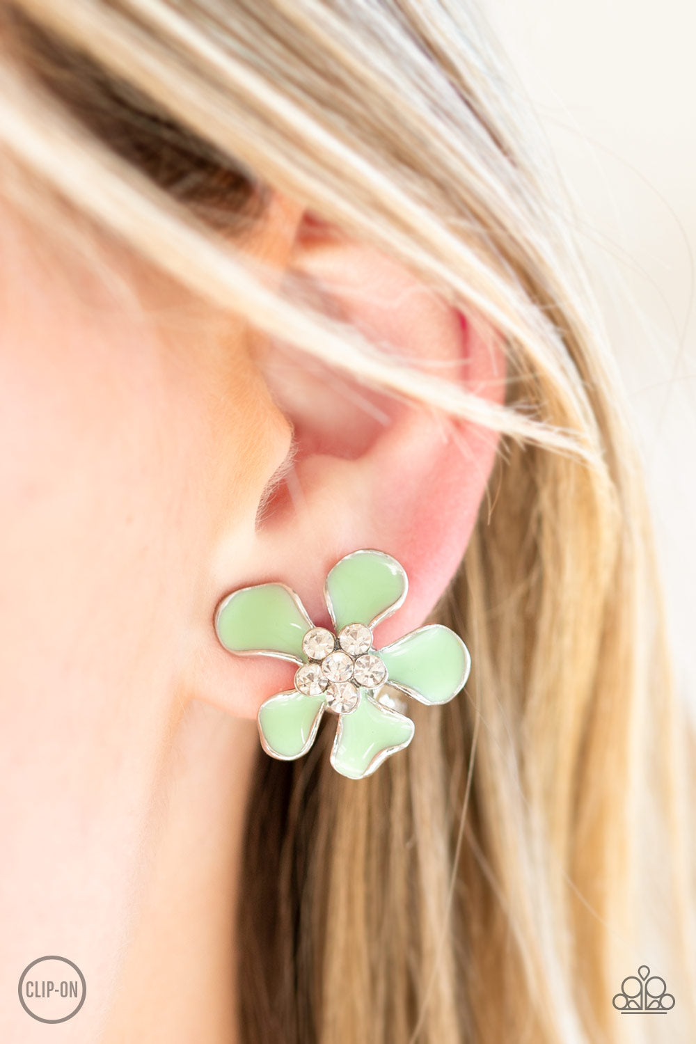 Paparazzi Island Iris Green Clip-On Earrings