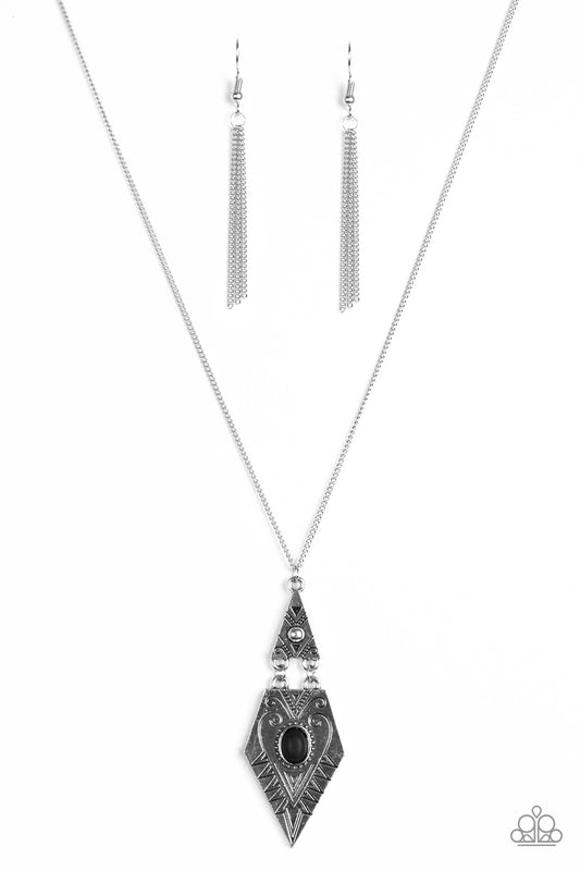 Paparazzi Just A Mirage Black Stone Long Necklace