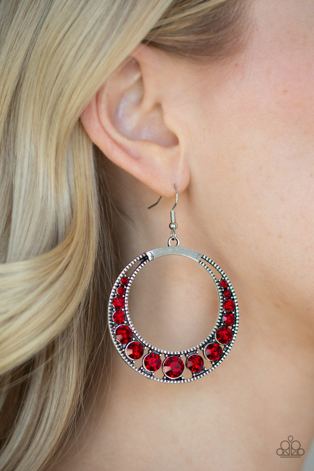 Paparazzi Ka-Pow Dazzle Red Fishhook Earrings