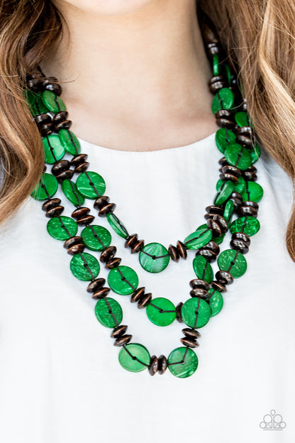Paparazzi Key West Walkabout Green Short Necklace
