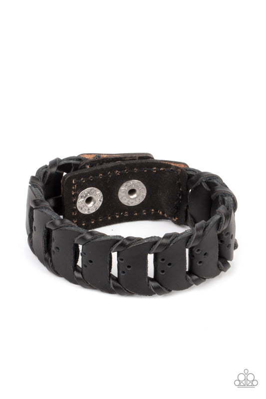 Paparazzi Knocked For A Loop Black Single Wrap Snap Bracelet