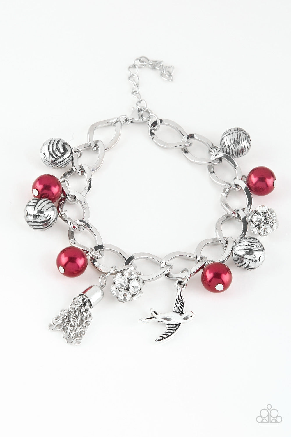 Paparazzi Lovely Lady Dove Red Clasp Charm Bracelet