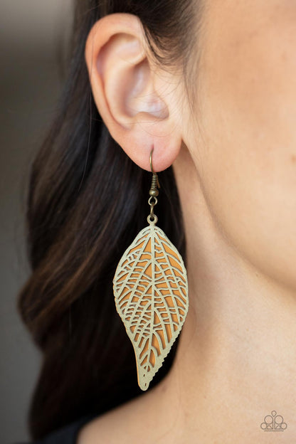 Paparazzi Leafy Luxury Brass Fishhook Earrings