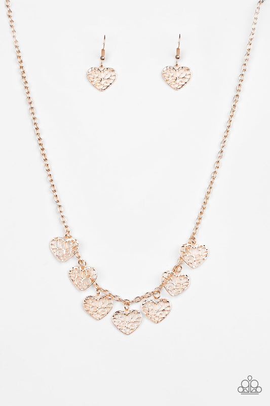 Paparazzi Less Is Amour Rose Gold Heart Short Necklace