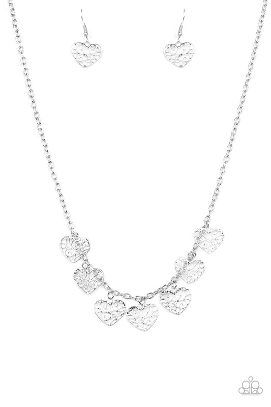 Paparazzi Less Is Amour Silver Heart Short Necklace