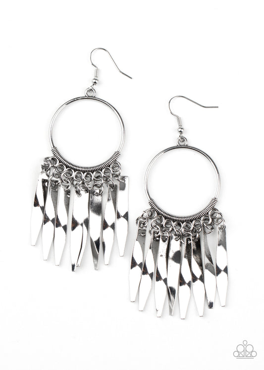 Paparazzi Let GRIT Be! Silver Fishhook Earrings