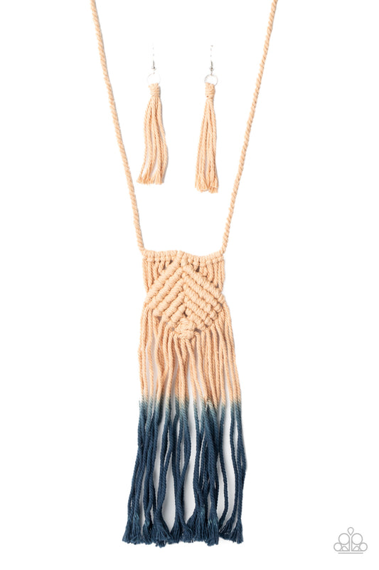 Paparazzi Look At MACRAME Now Blue Long Necklace