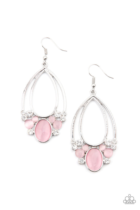 Paparazzi Look Into My Crystal Ball Pink Fishhook Earrings